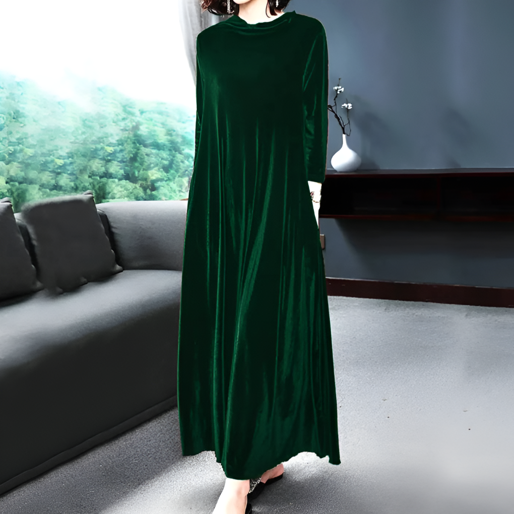 Vestido de terciopelo rojo vino