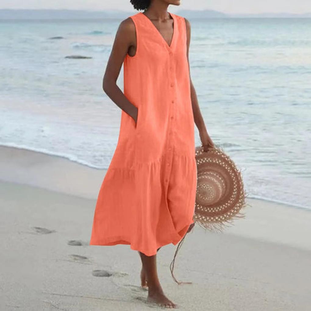 Vestido de mujer con escote en V