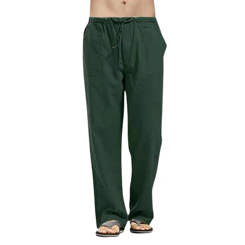 Lino – Pantalones de lino transpirables para hombre con corte oversize