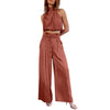 Conjunto de verano de dos piezas con top corto y pantalones de pierna ancha