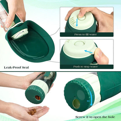 Agua portátil &amp; Botella de comida para perros con diseño 2 en 1