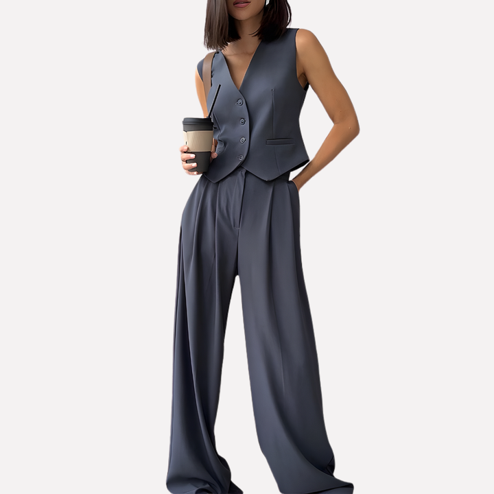 Chaleco sin mangas para mujeres y pantalones largos