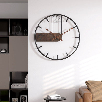 Reloj de pared moderno en acero y nogal