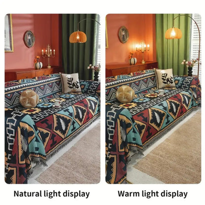 Funda de sofá con estampado geométrico azteca