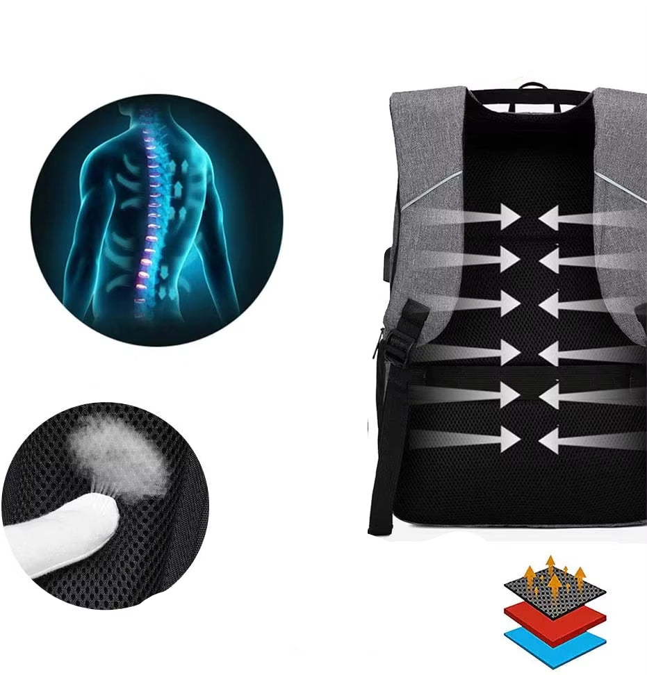 Mochila Antirrobo Impermeable para Portátil con Puerto de Carga USB