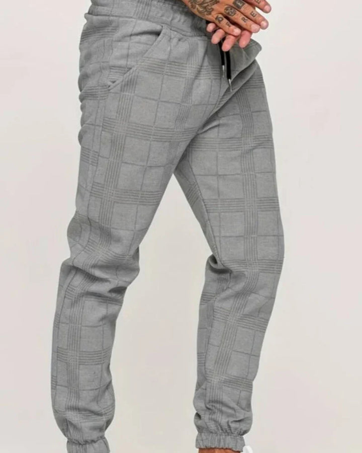 UrbanFit – Pantalones de chándal a cuadros de corte entallado para hombre