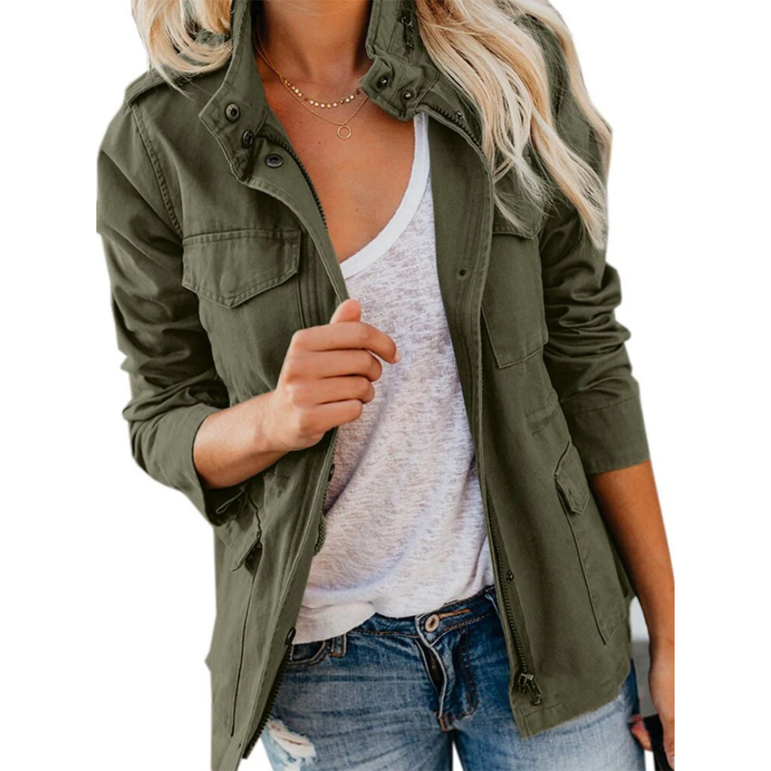 Chaqueta informal con cremallera para mujer