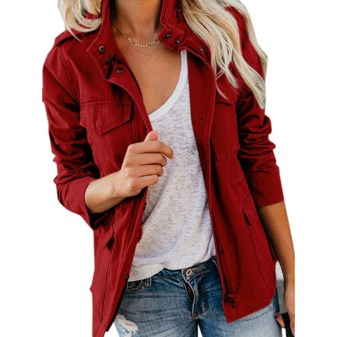 Chaqueta informal con cremallera para mujer
