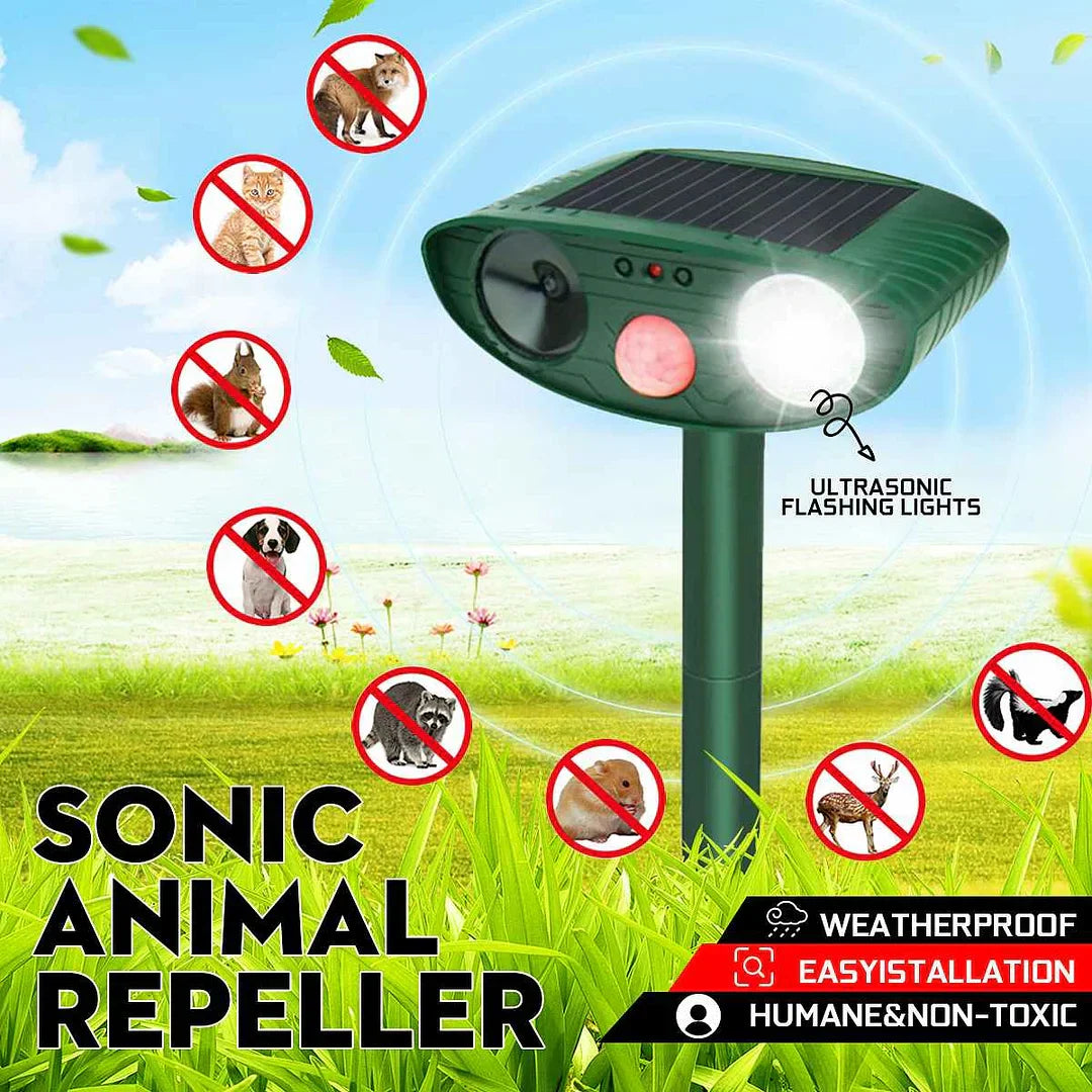 Repelente Ultrasonico de Animales Solar Activado por Movimiento