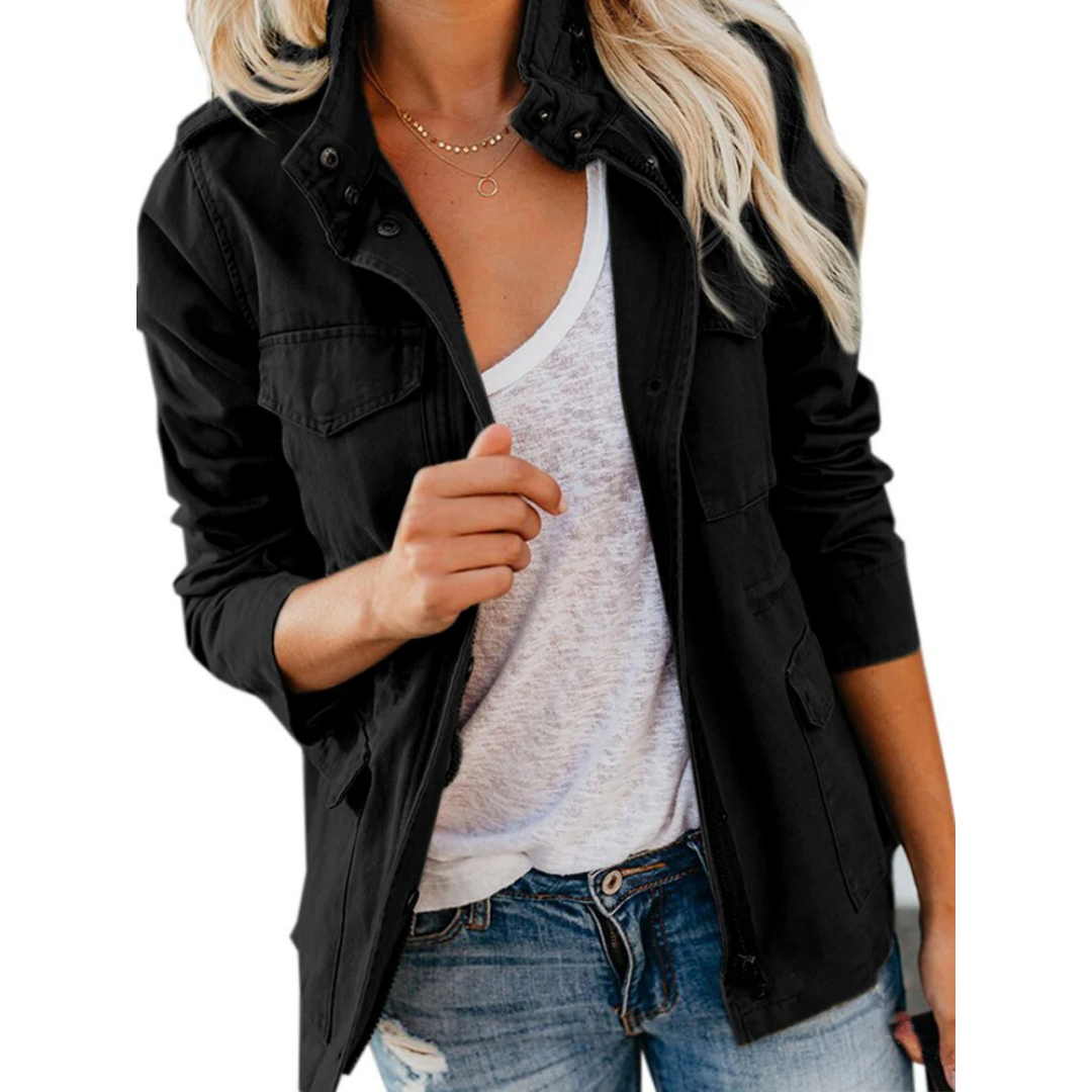 Chaqueta informal con cremallera para mujer