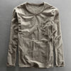 Camiseta vintage de algodón de manga larga con cuello redondo
