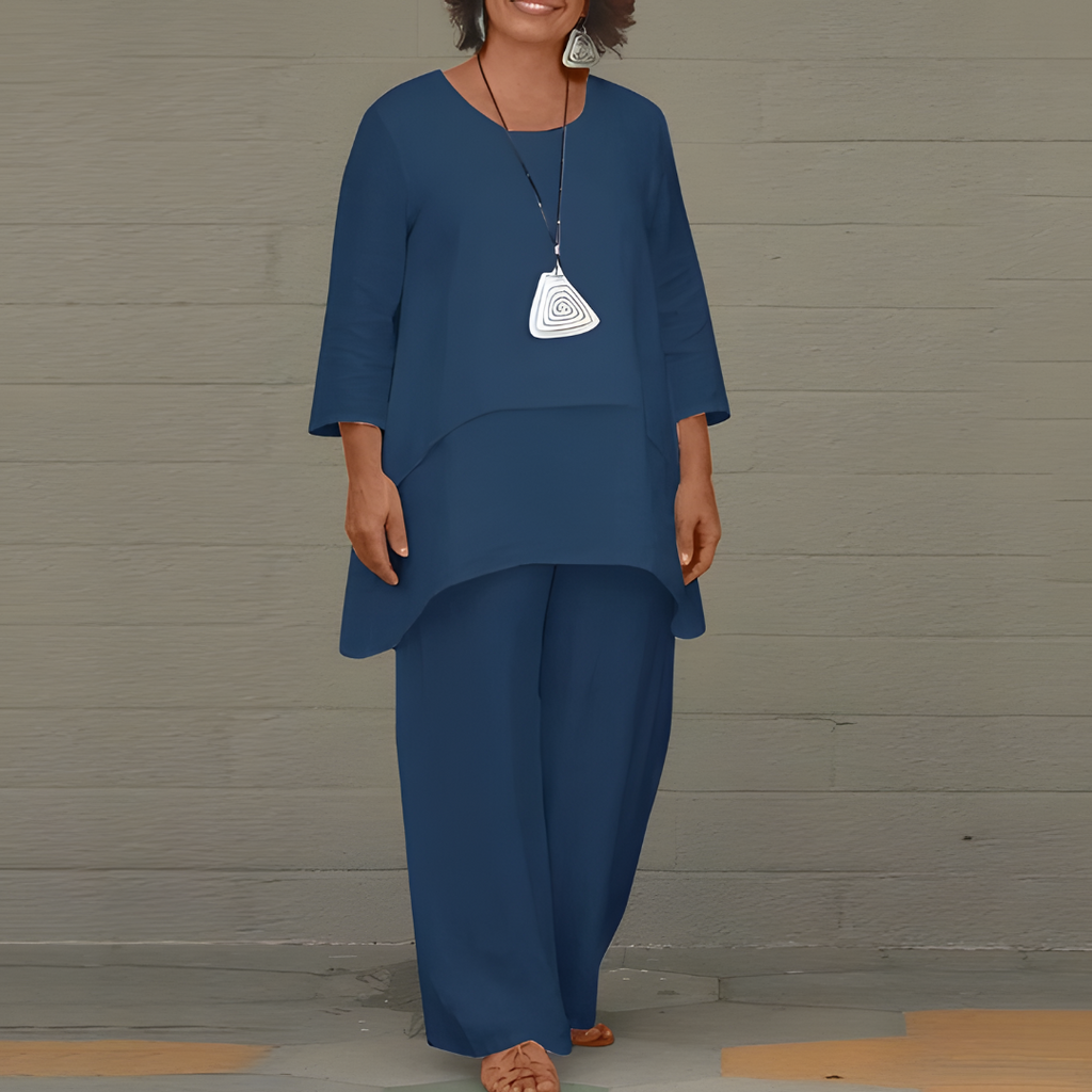 Elegante conjunto de lino de 2 piezas para mujer