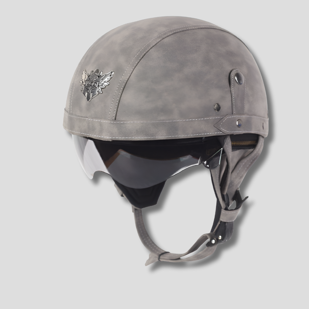 Casco de Motocicleta Vintage con Visera Retráctil