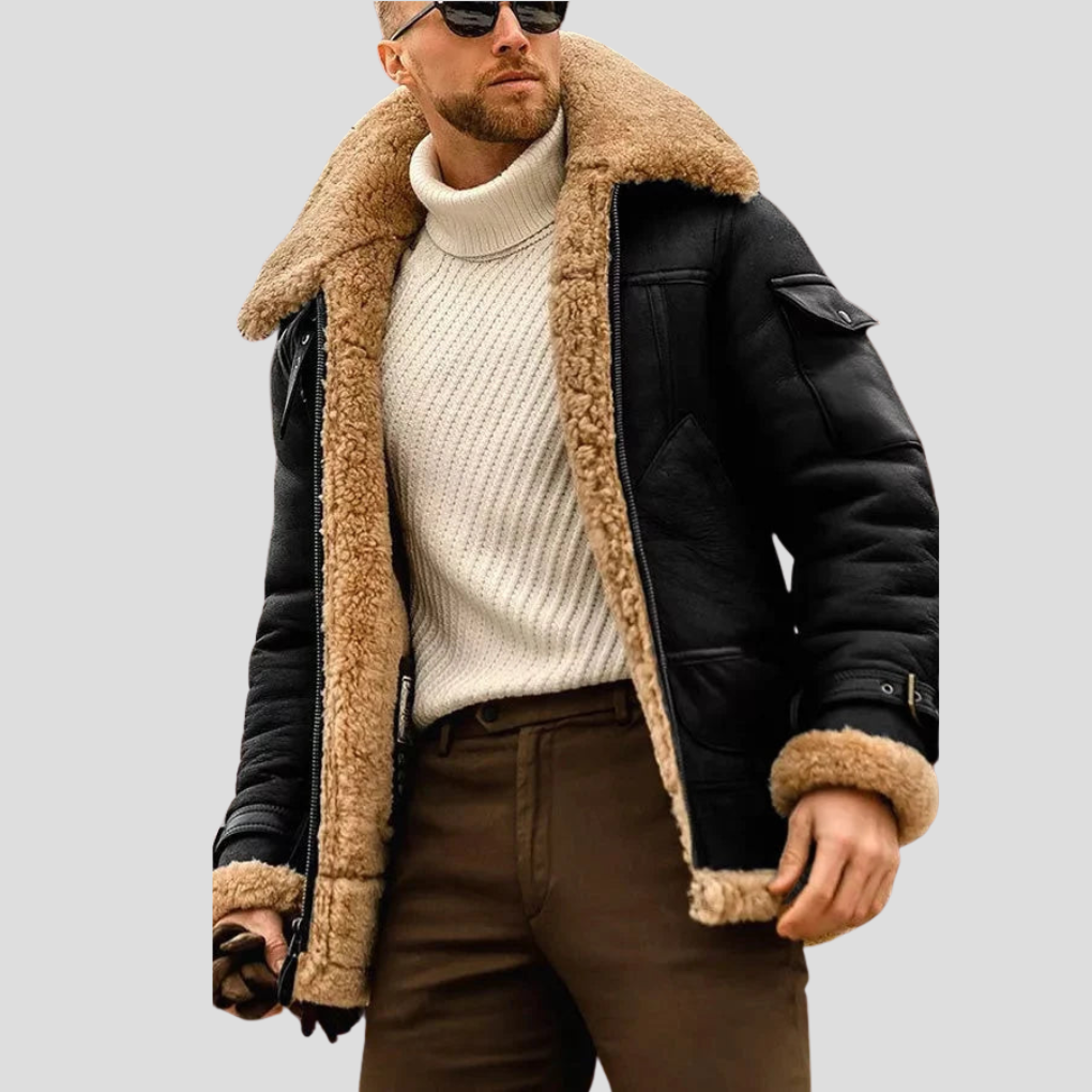 Chaqueta de motociclista color camello para hombre
