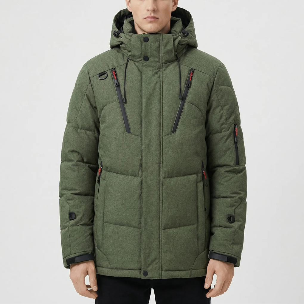 Chaqueta de Plumas con Capucha Acolchada para Hombres