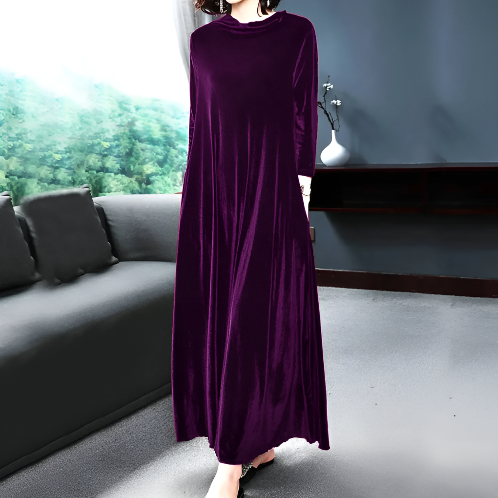 Vestido de terciopelo rojo vino