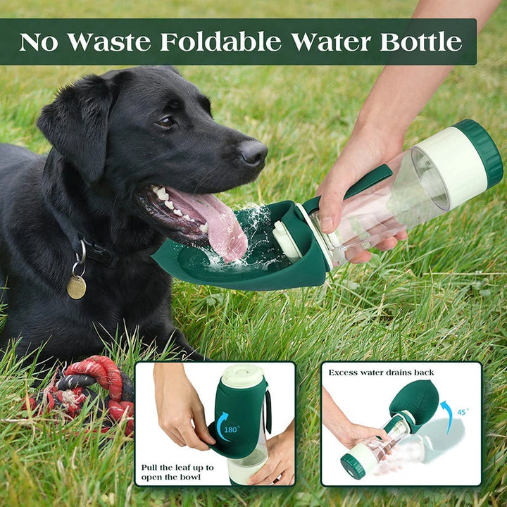 Agua portátil &amp; Botella de comida para perros con diseño 2 en 1