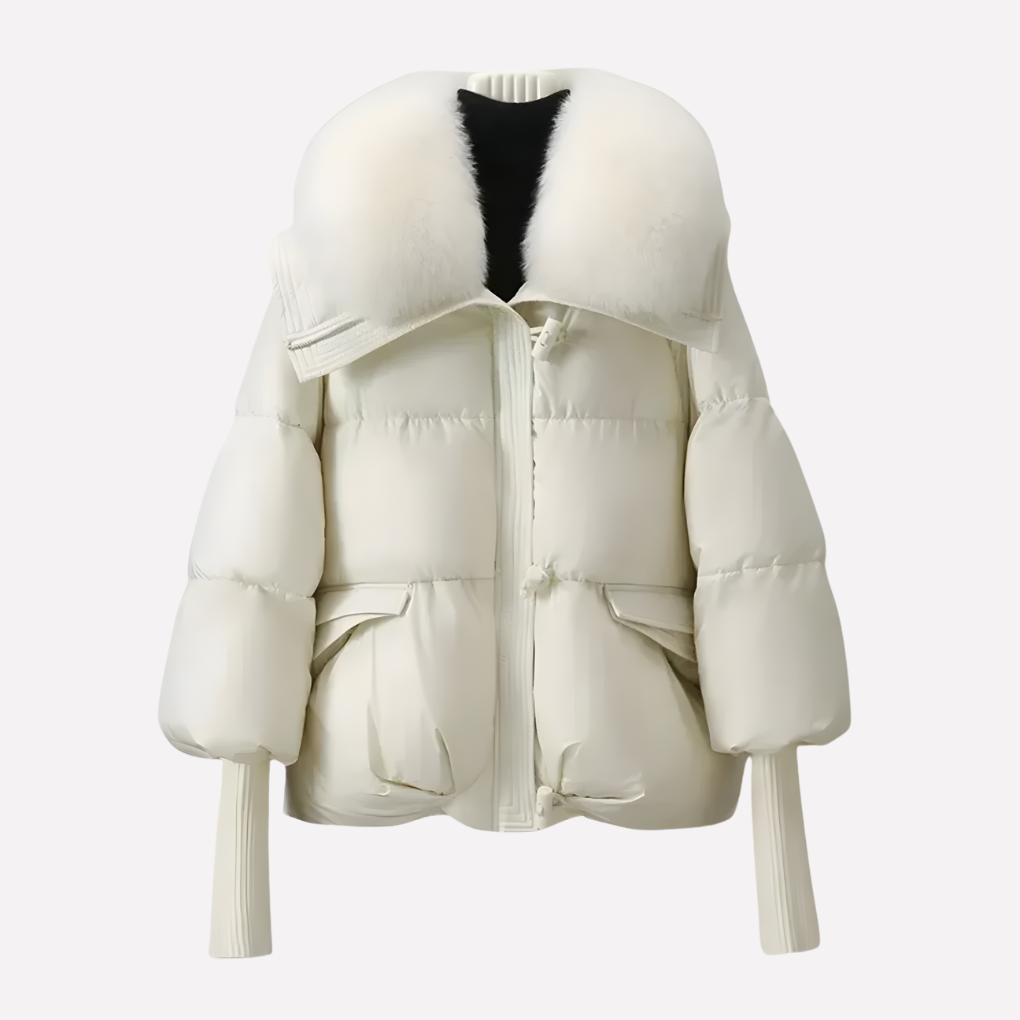 Chaqueta Puffer para Mujeres con Cuello de Piel Sintética