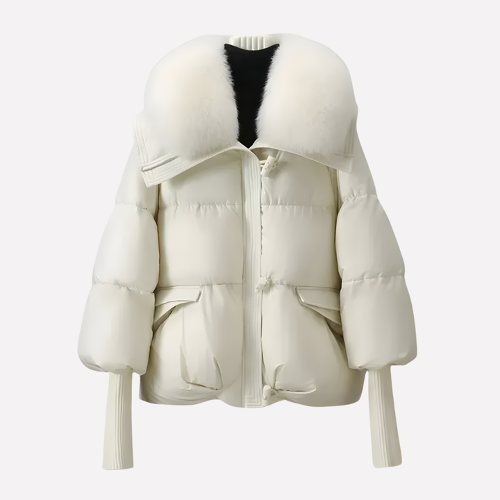 Chaqueta Puffer para Mujeres con Cuello de Piel Sintética