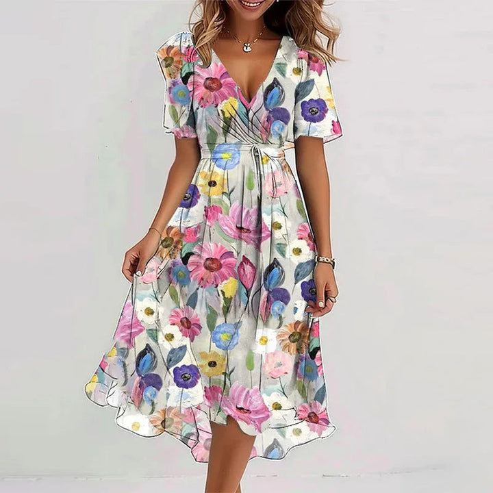 Vestido floral vaporoso de verano (hasta la rodilla)