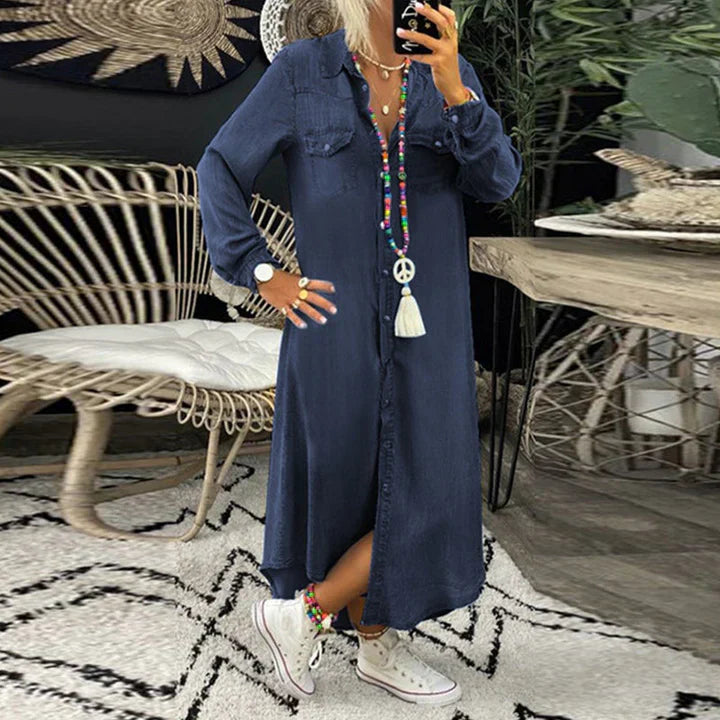Vestido vaquero de manga larga para un estilo diario desenfadado