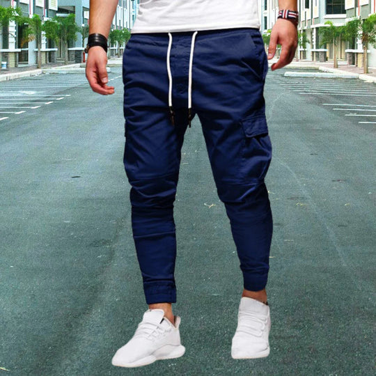 Pantalón cargo informal para hombre con bolsillos con solapa