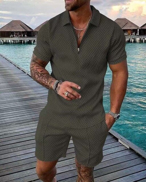 Conjunto de verano de polo y pantalón corto para hombre