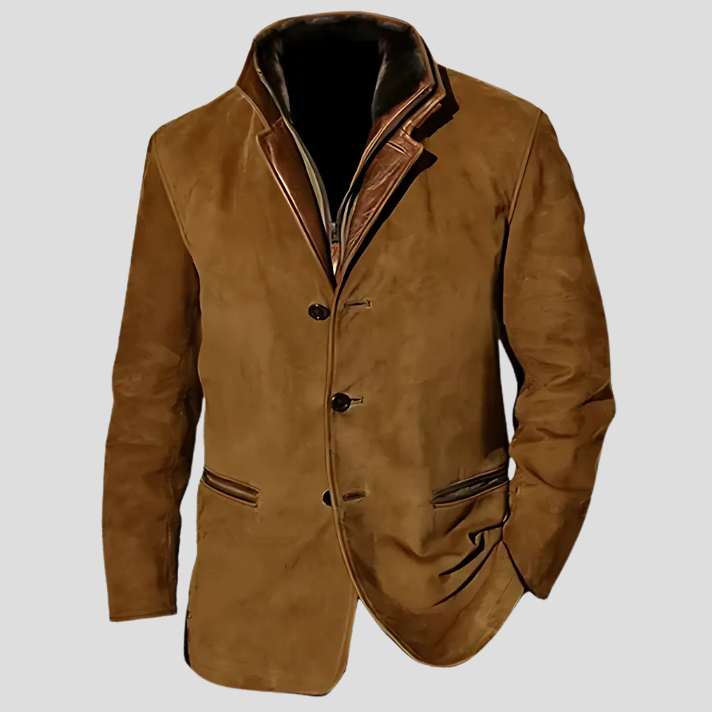 Chaqueta retro de cuello en contraste para hombre