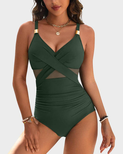 Traje de baño glamuroso con tirantes ajustables