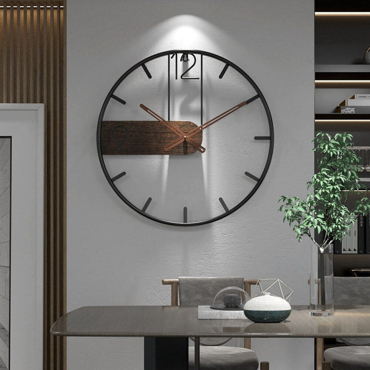 Reloj de Pared Moderno en Acero y Nuez