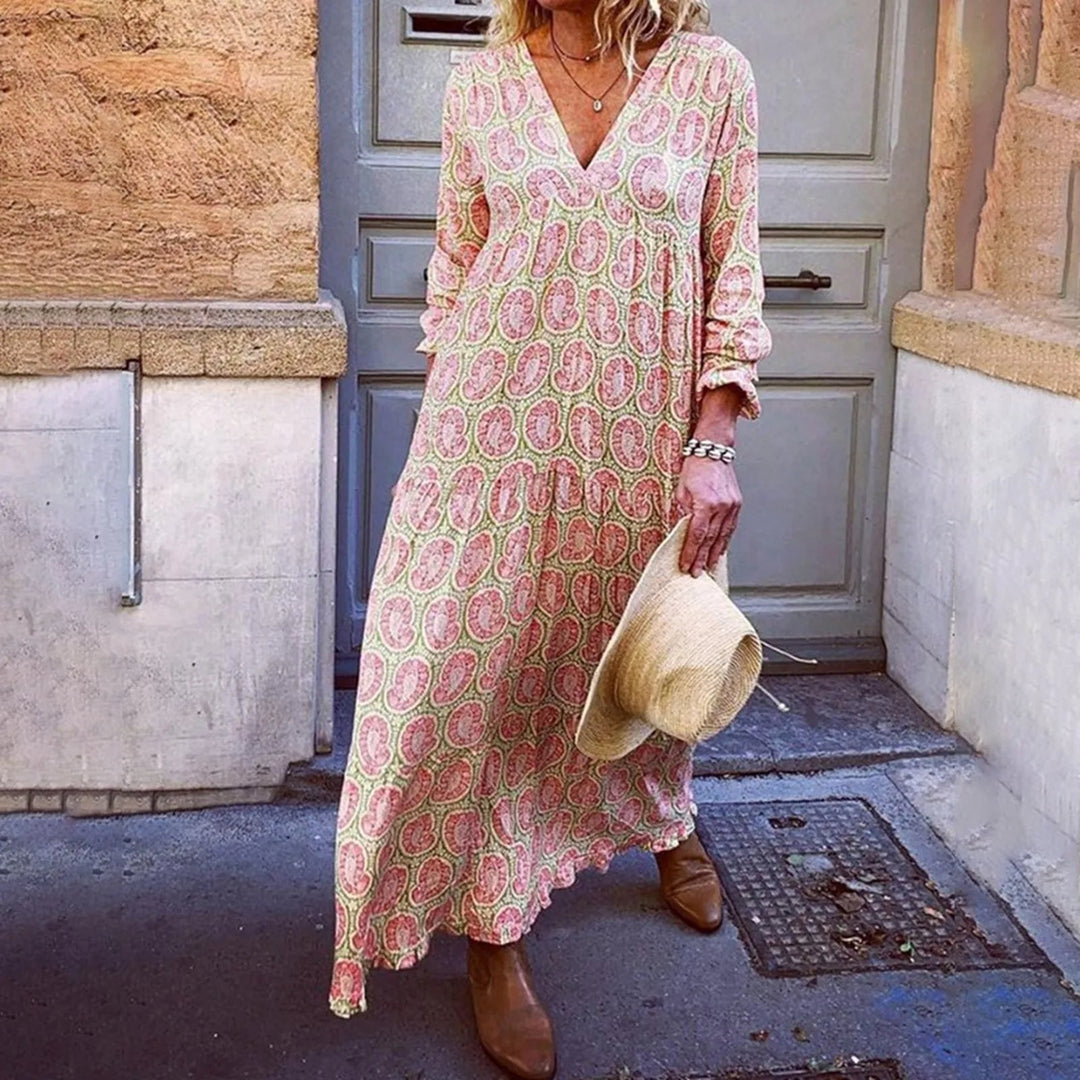 Vestido largo geométrico de Bohowaves: donde el estilo bohemio se une a la elegancia veraniega