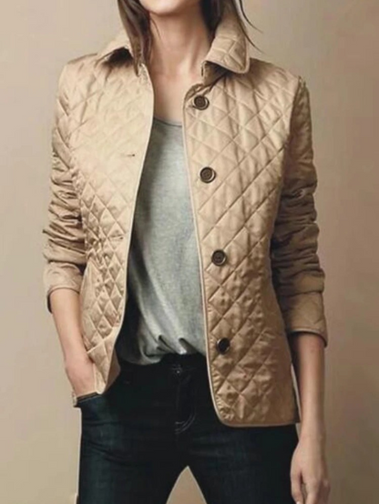 Chaqueta acolchada informal de mujer con cuello vuelto