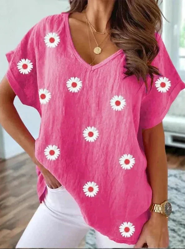 Camiseta casual con cuello en V