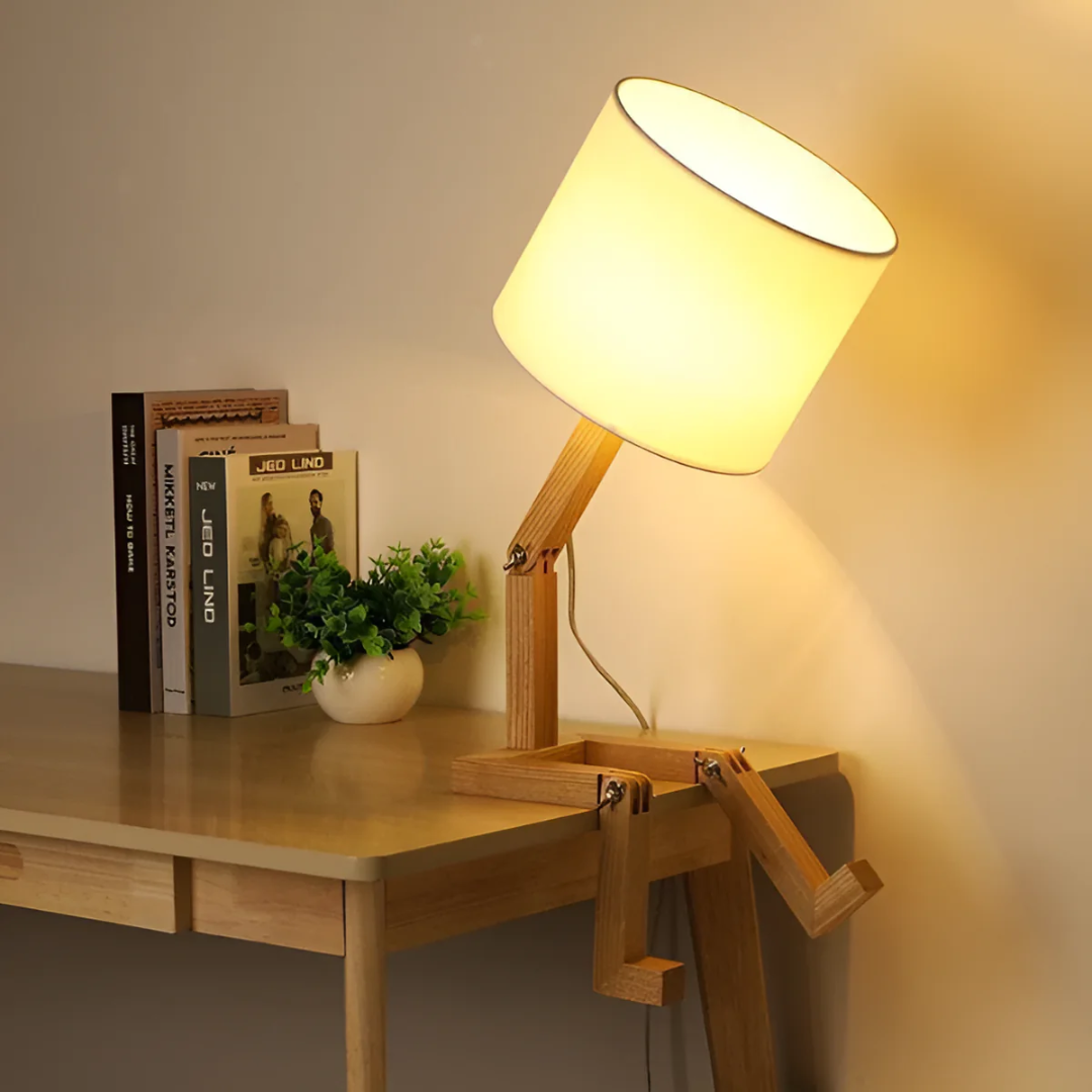 Lunari – Lámpara de Mesa de Madera Flexible y Artesanal
