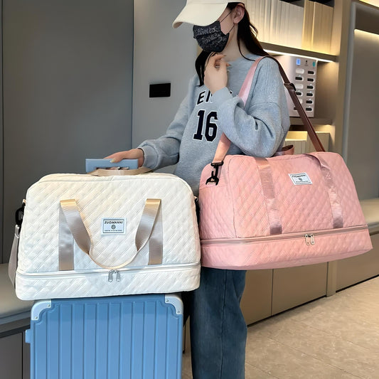 Bolsa de Viaje de Gran Capacidad con Estampado de Rombos
