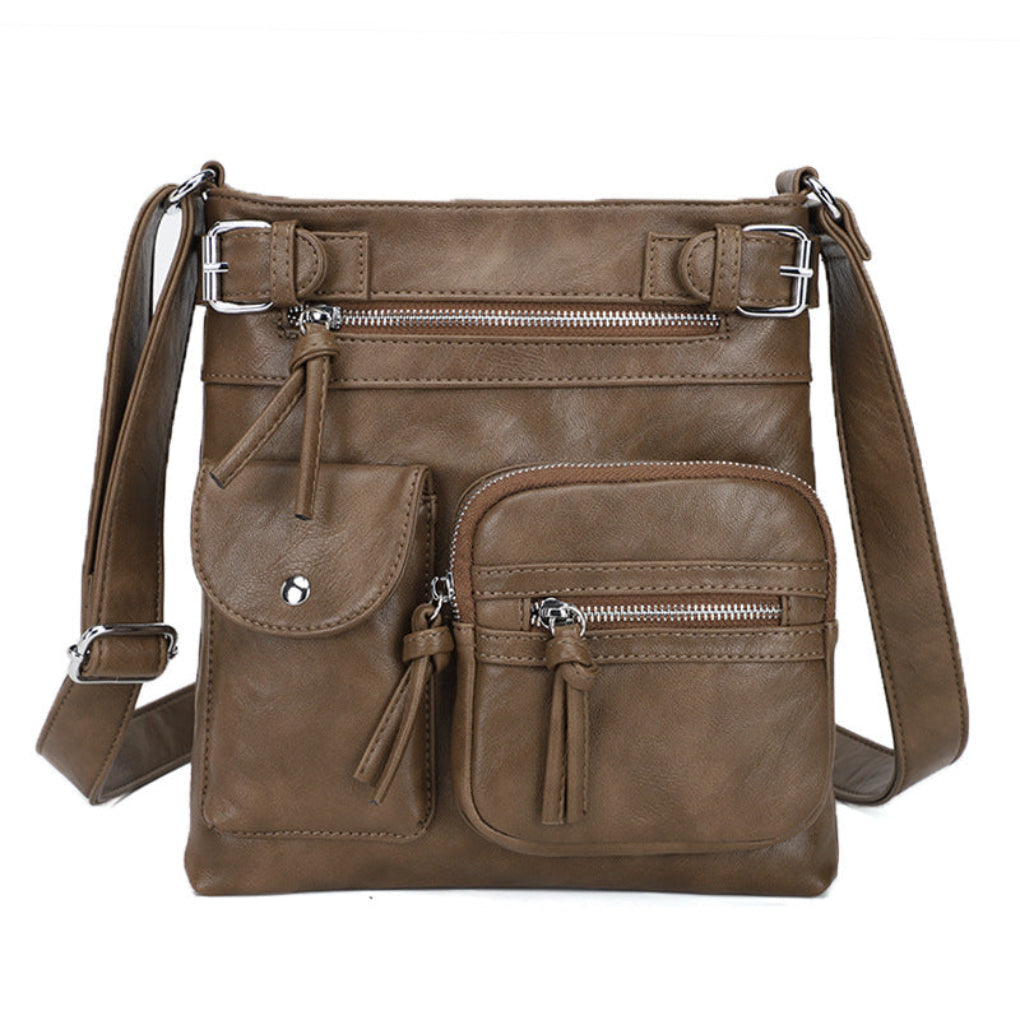 Bolso de Hombro de Cuero para Mujer con Múltiples Bolsillos