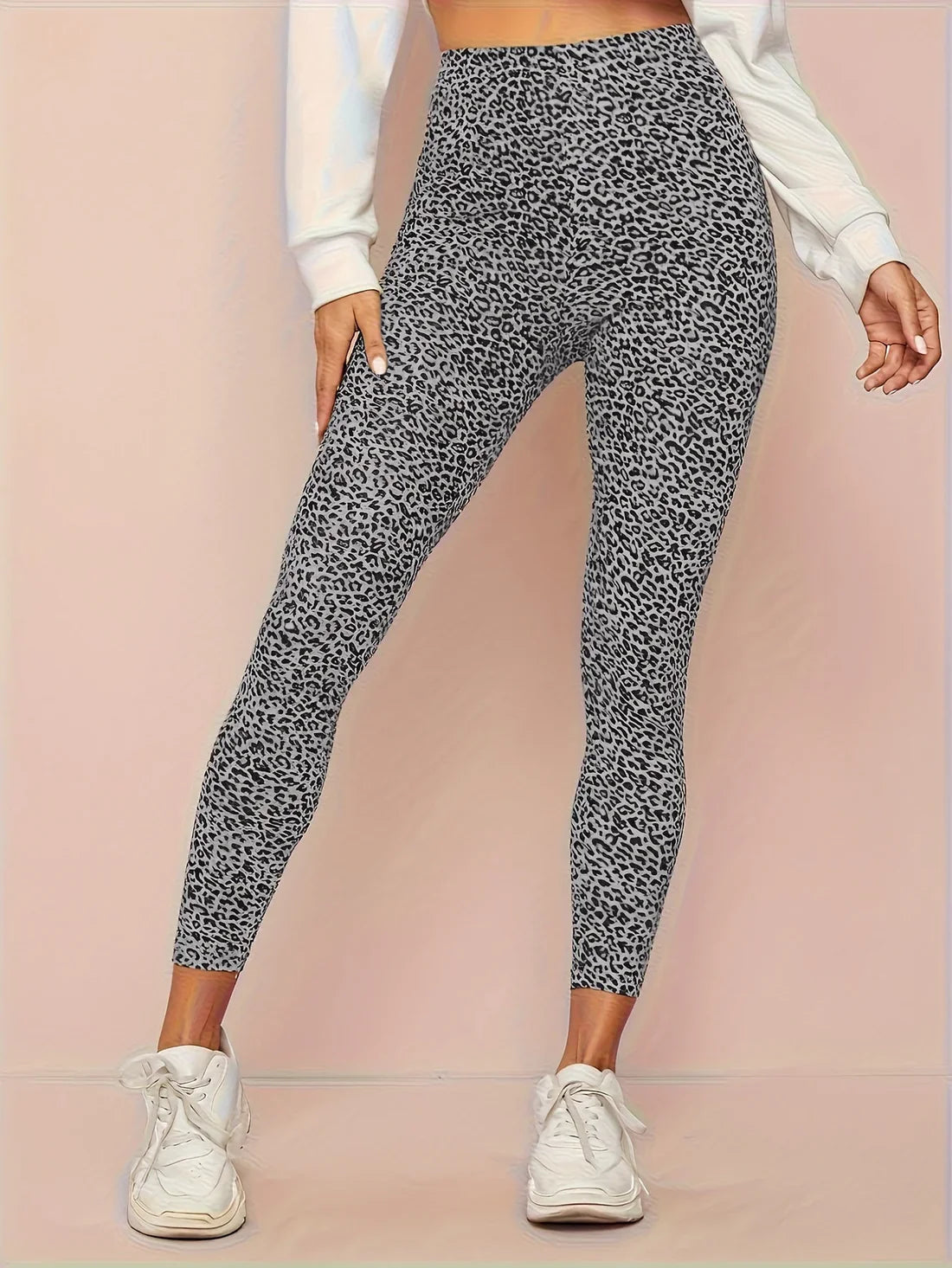 Leggings de cintura alta con estampado de leopardo para mujer