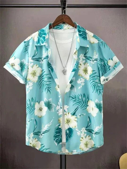 Camisa hawaiana con estampado de flores en 3D