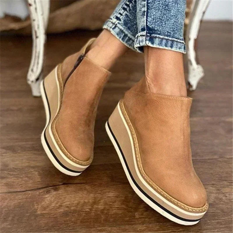 Botines de cuña para mujer con encanto vintage