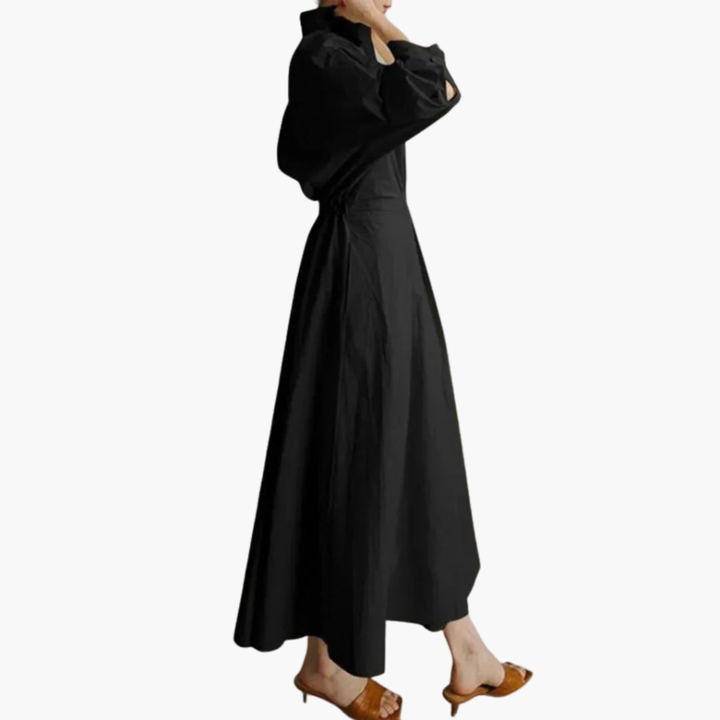 Vestido Camisa Largo para Mujeres con Detalle en la Cintura y Botones