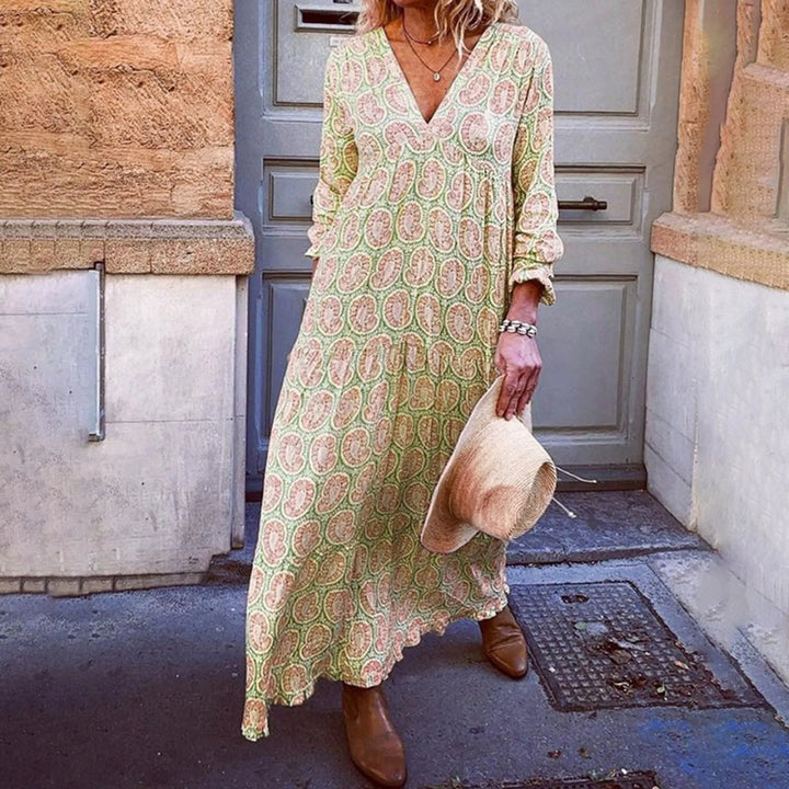 Vestido largo geométrico de Bohowaves: donde el estilo bohemio se une a la elegancia veraniega