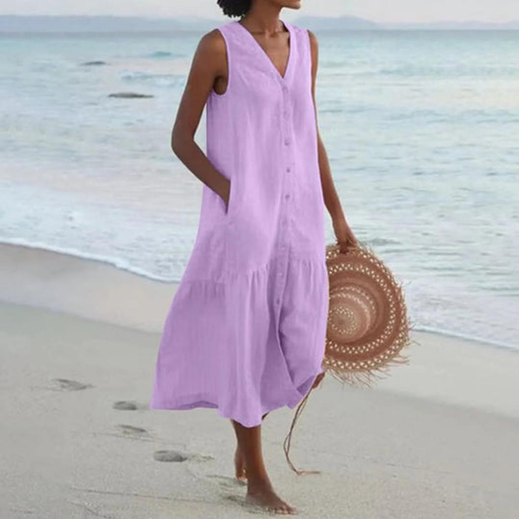 Vestido de Mujer con Cuello en V – Elegante para Uso Diario