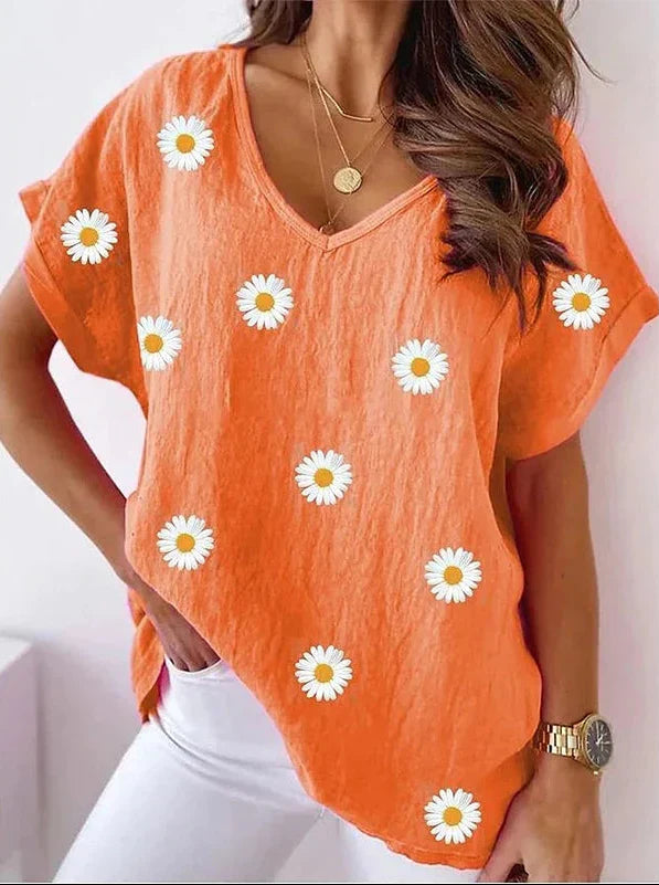 Camiseta casual con cuello en V