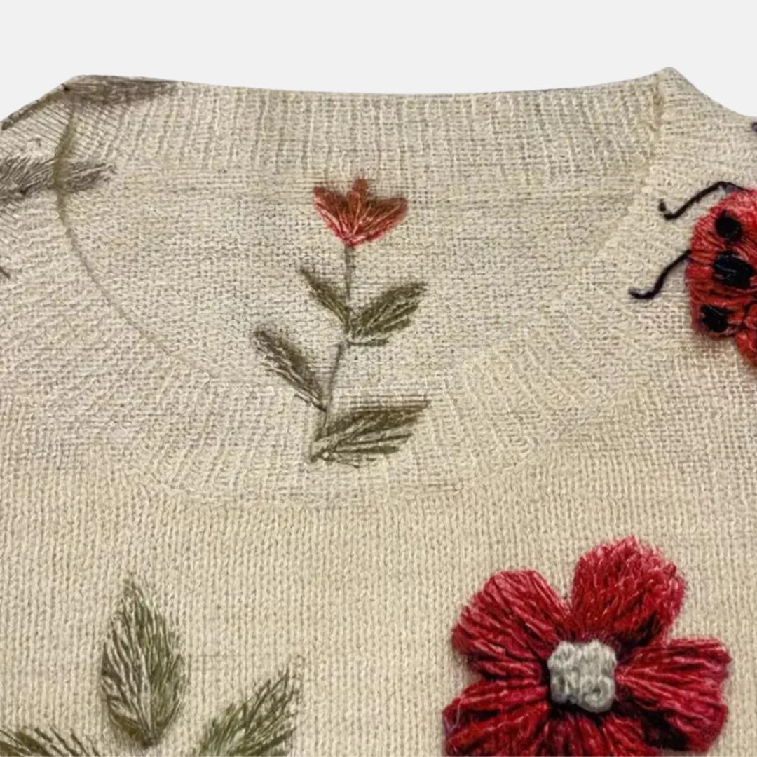 Jersey de punto con motivos florales en 3D
