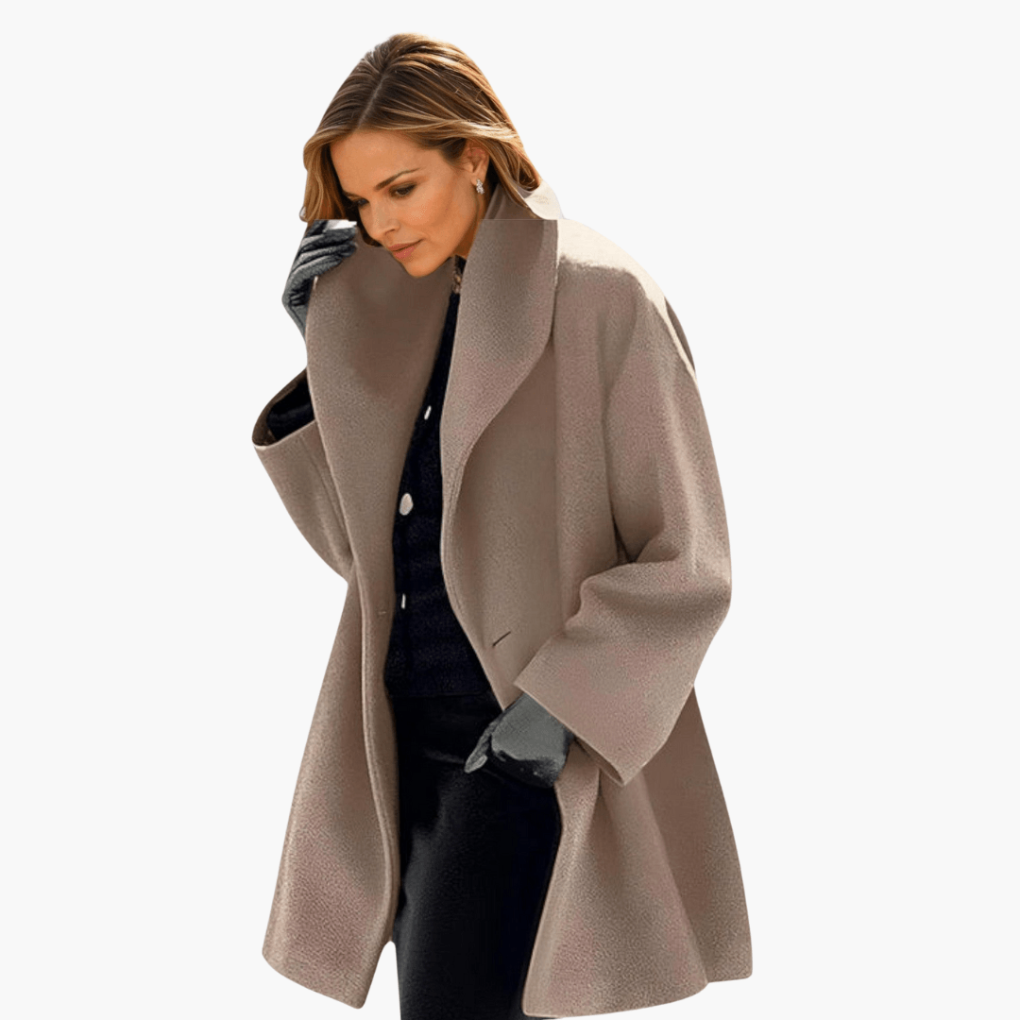Chaqueta de Mujer con Collar Ancho y Mangas Largas