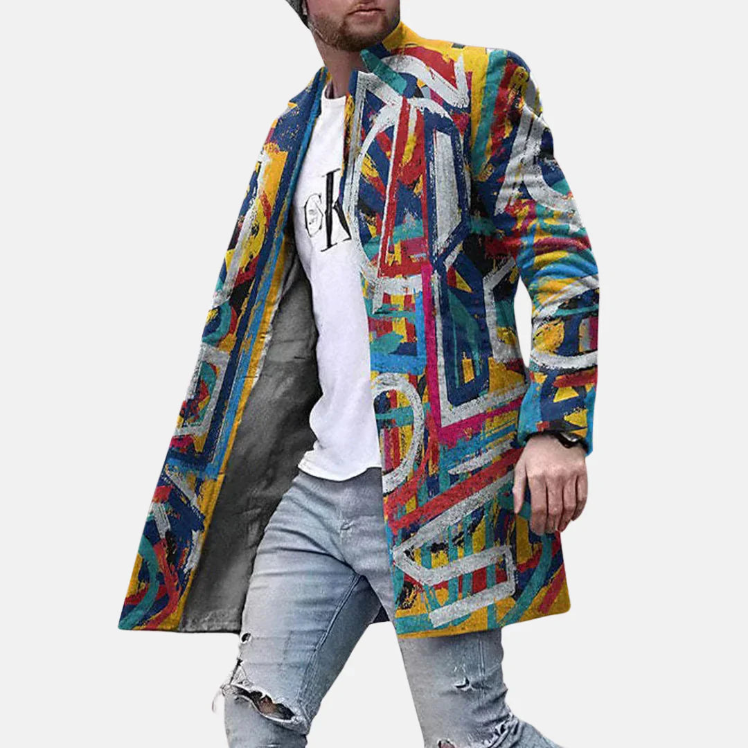 Abrigo con estampado urbano – Chaqueta casual y ajustable para hombre