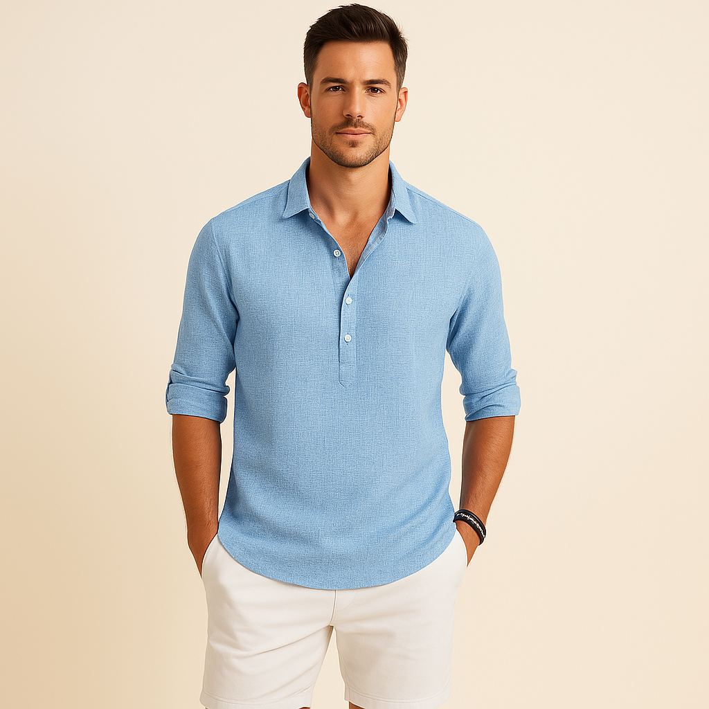 Camisa informal de manga larga holgada para hombre