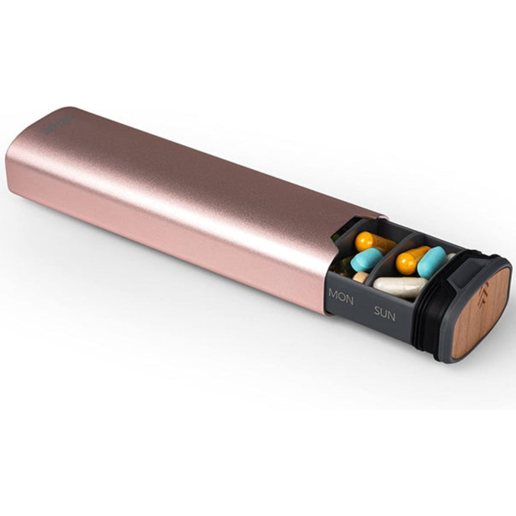 Pastillero Semanal de 7 Días – Organizador Elegante de Aluminio y Madera