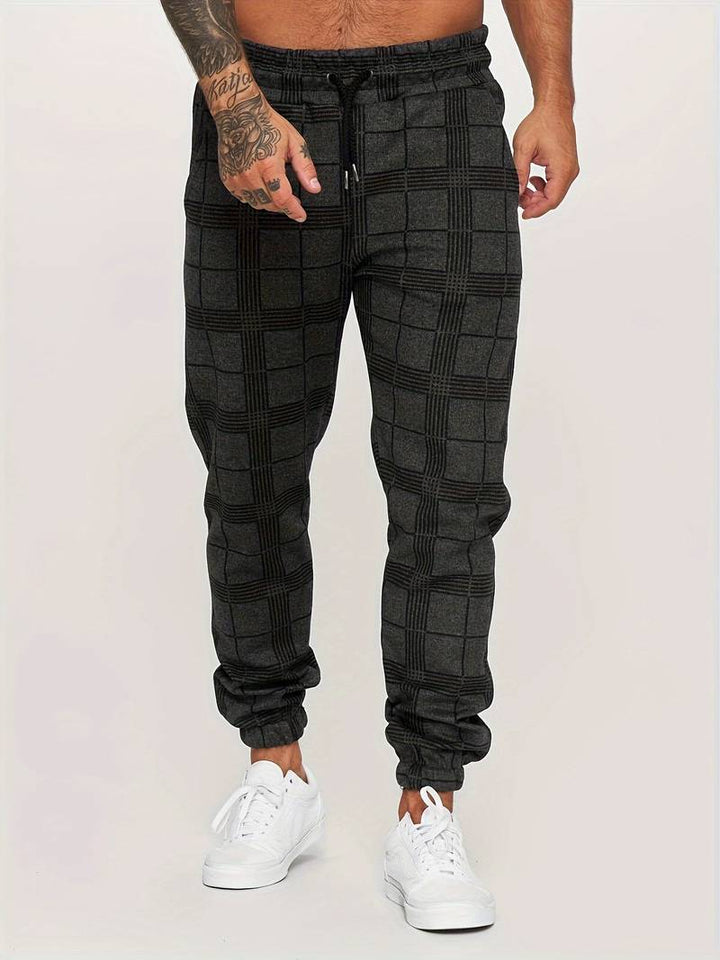 UrbanFit – Pantalones de chándal a cuadros de corte entallado para hombre