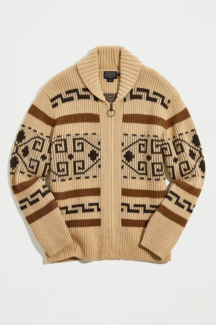 Cárdigan de punto jacquard vintage para hombre con cremallera: el estilo atemporal se une a la comodidad moderna